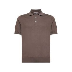Brunello Cucinelli Men Hazelnut Lightweight Cotton Knit Polo Shirt